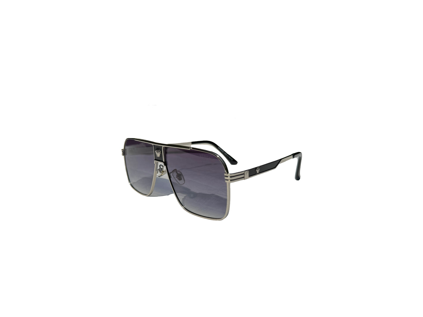 Luxury Versace Square Sunglasses - Metallic and Black Frame